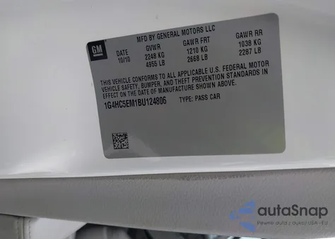 2011 Buick Lucerne Cxl from USA, damaged, VIN 1G4HC5EM1BU124806